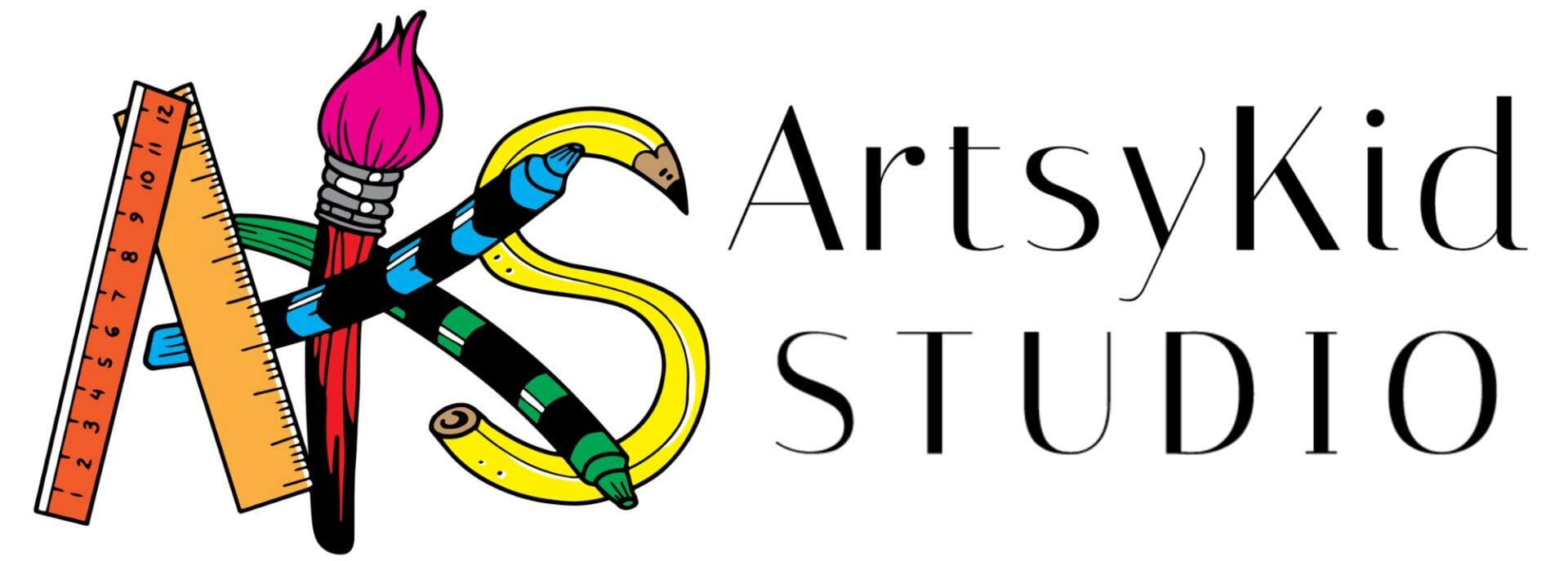 ArtsyKid Studio logo with art tools.