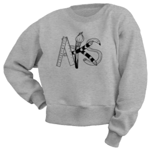 Gray sweater with artistic "A/S" design.