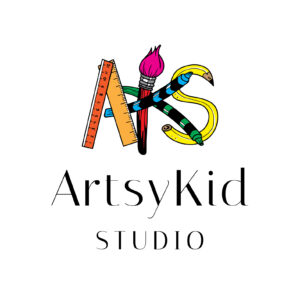 ArtsyKid Studio logo with colorful letters.