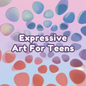 Colorful abstract design with text overlay.