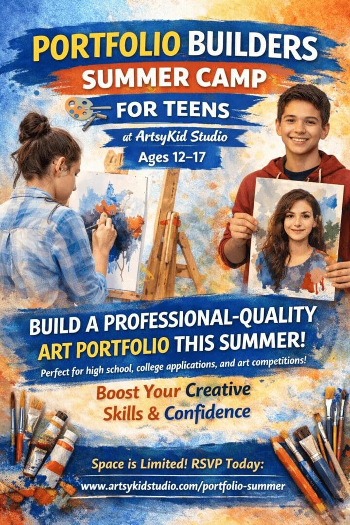 Teens painting and displaying artwork at camp.