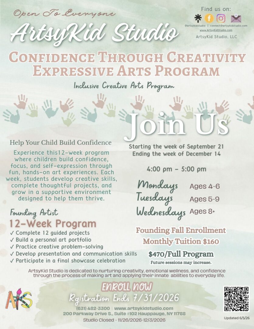 Confidence Through Creativity 12-week program flyer