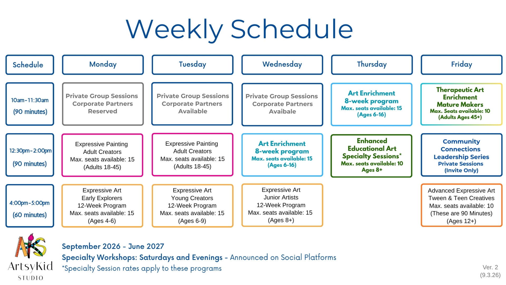 Fal External Weekly Calendar 2026