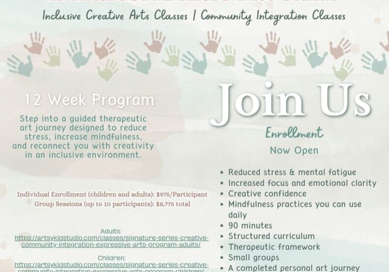 Creative arts program flyer with enrollment details.